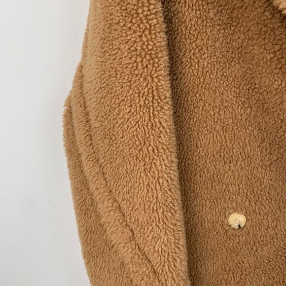 Max Mara Womens Oversized Camel Teddy Coat Double-Breasted Wool - Picture 4 of 8